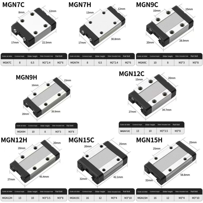 1 قطعة MGN7C MGN7H MGN9C MGN9H - مراجعة Linear Rail Mgn12H Set وسعره